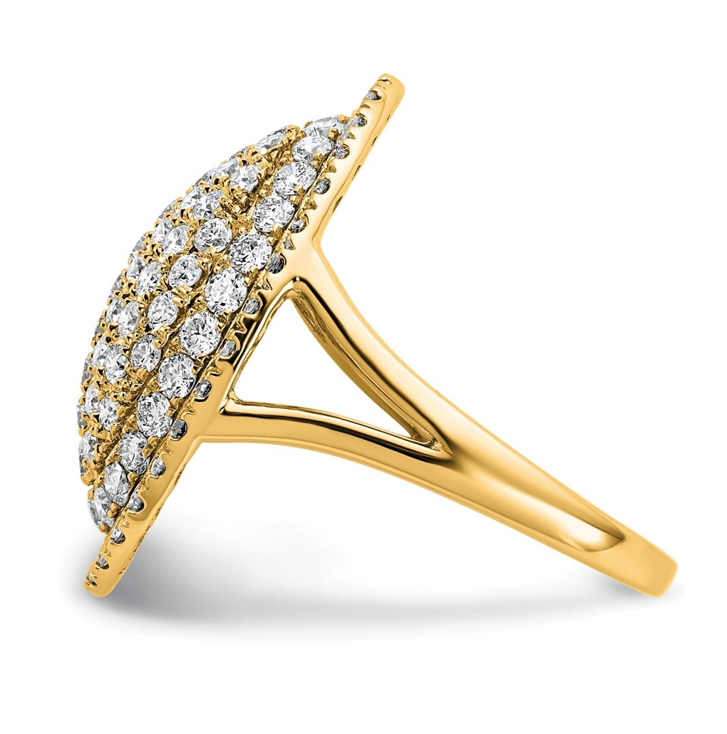 14k Yellow Gold 2 1/4 carat Lab Grown Diamond VS/SI+ G+ Complete Fashion Ring