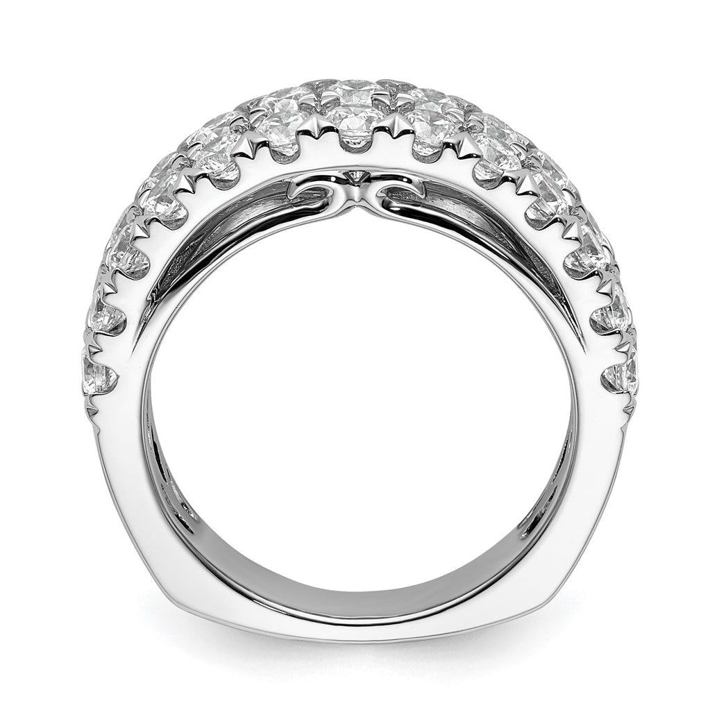 14k White Gold 1 3/4 carat Lab Grown Diamond VS+ F+ Complete Double Row Fashion Band