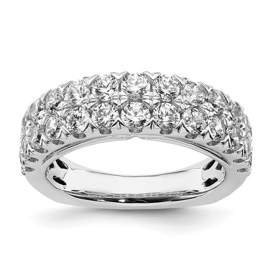 14k White Gold 1 3/4 carat Lab Grown Diamond VS+ F+ Complete Double Row Fashion Band