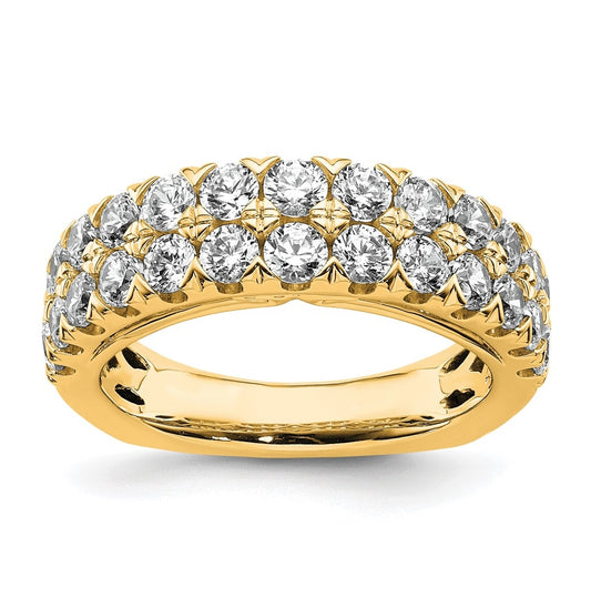 14k Yellow Gold 1 3/4 carat Lab Grown Diamond VS+ F+ Complete Double Row Fashion Band