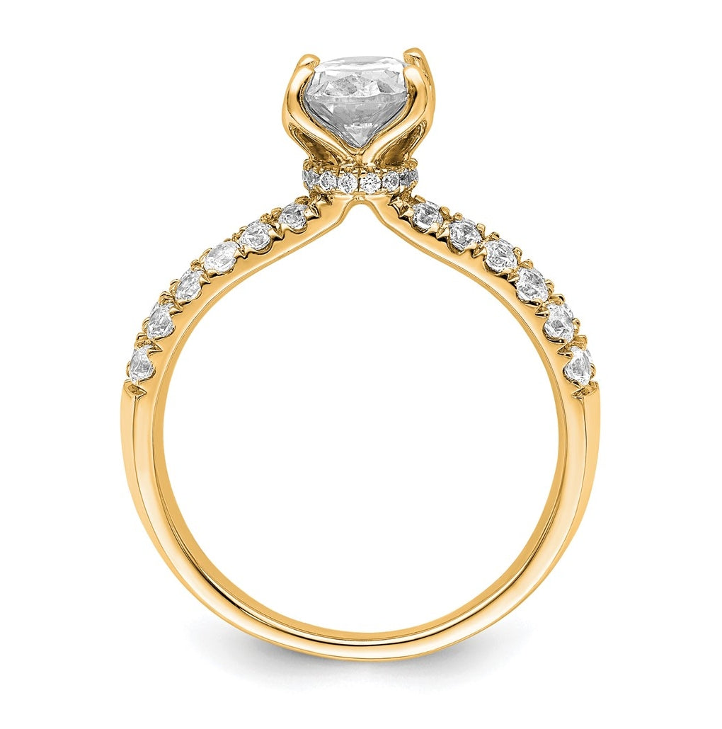 14k Yellow Gold 1 5/8 carat Lab Grown Diamond VS+ F+ Oval Complete Engagement Ring