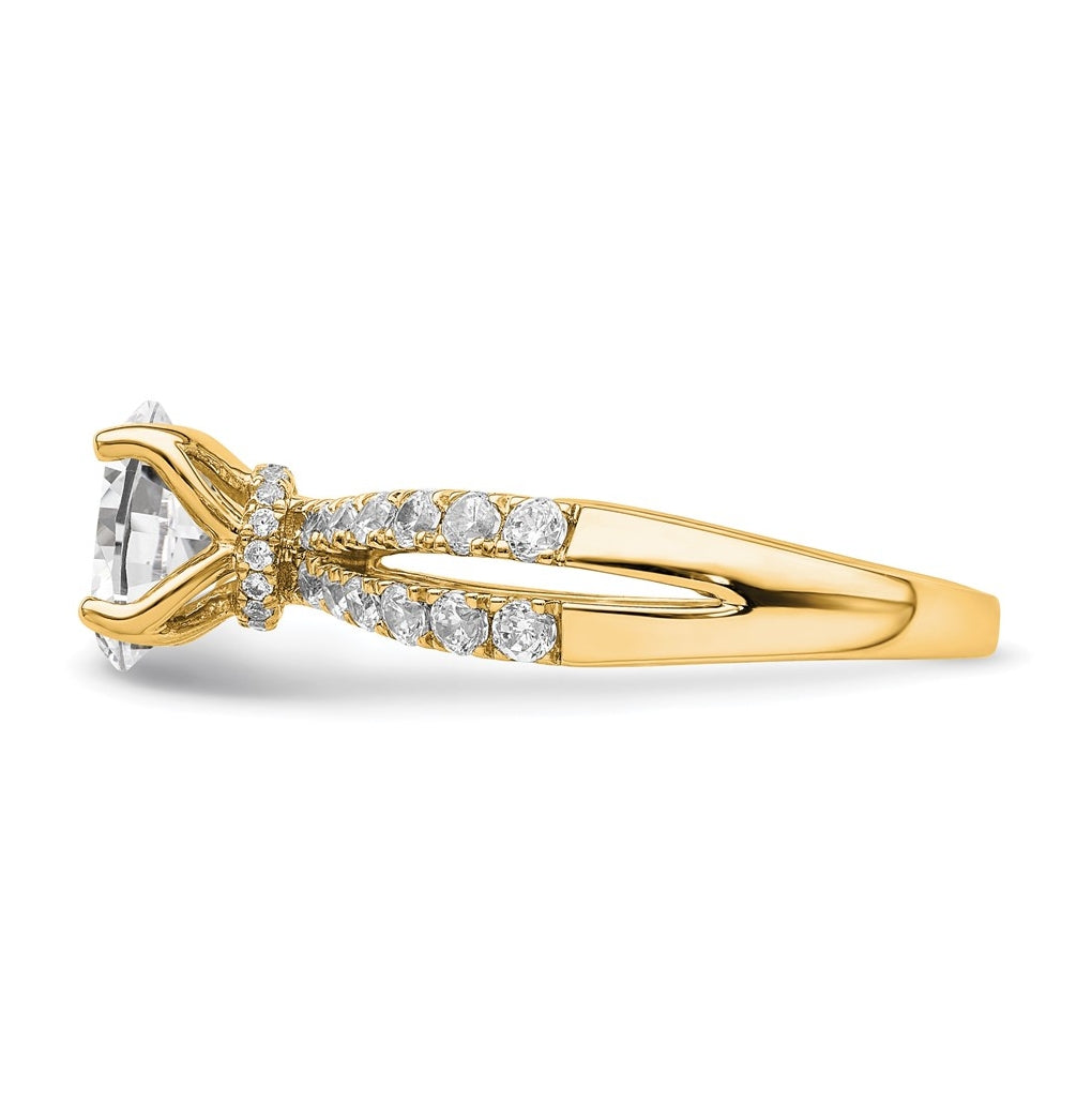14k Yellow Gold 1 5/8 carat Lab Grown Diamond VS+ F+ Oval Complete Engagement Ring