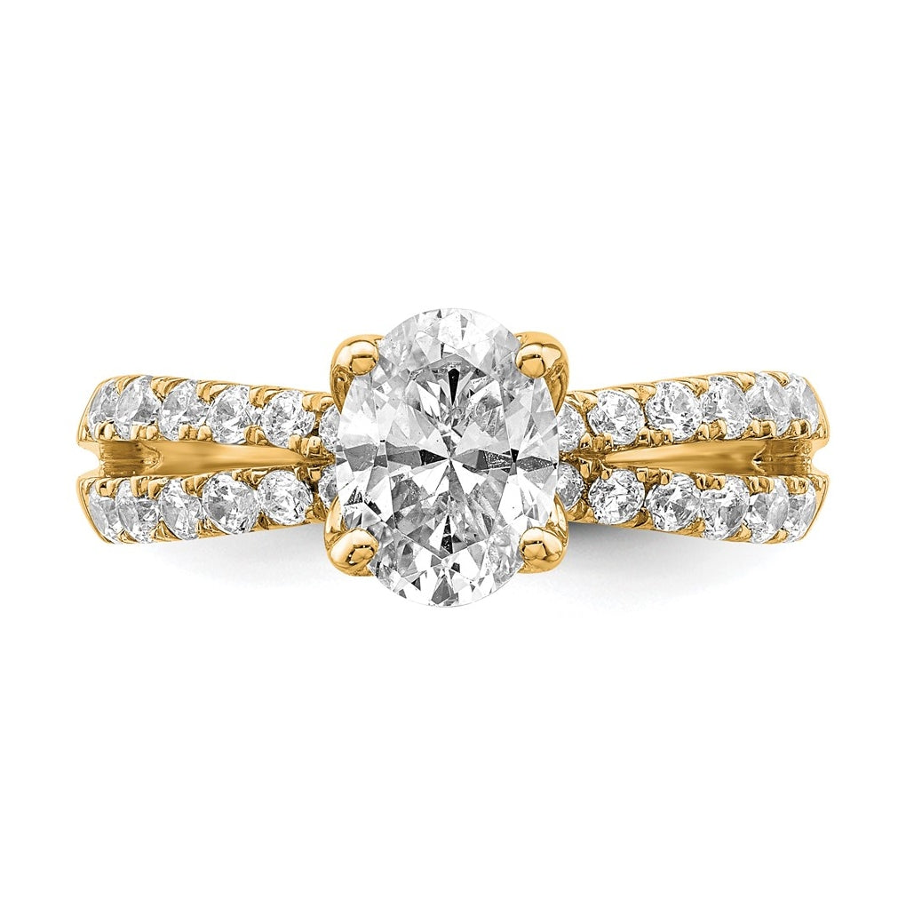 14k Yellow Gold 1 5/8 carat Lab Grown Diamond VS+ F+ Oval Complete Engagement Ring