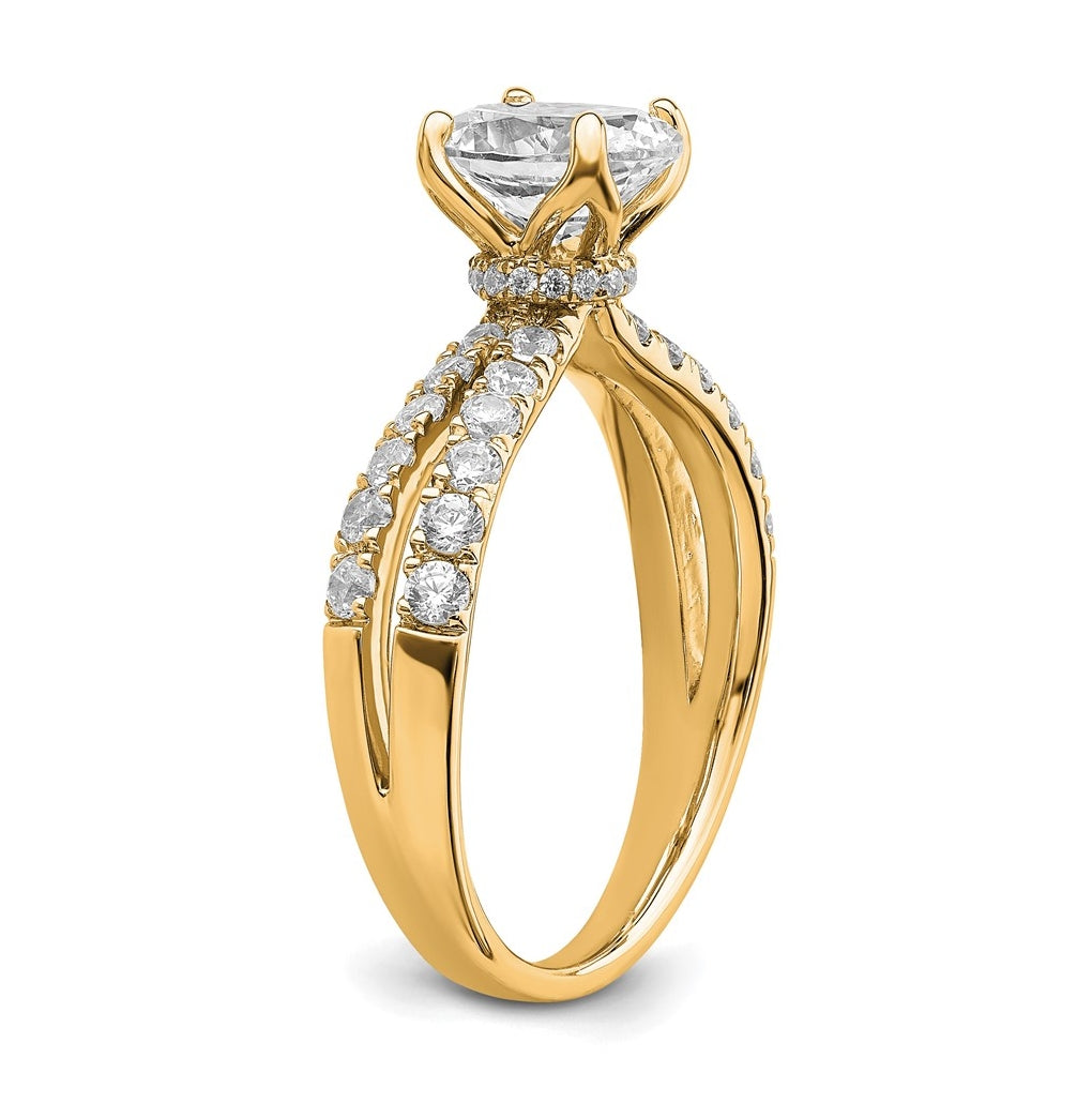 14k Yellow Gold 1 5/8 carat Lab Grown Diamond VS+ F+ Oval Complete Engagement Ring