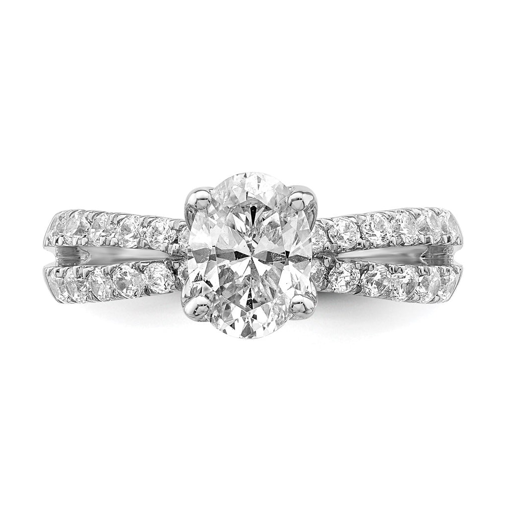 14k White Gold 1 5/8 carat Certified Lab Grown Diamond VS+ F+ Oval Complete Engagement Ring