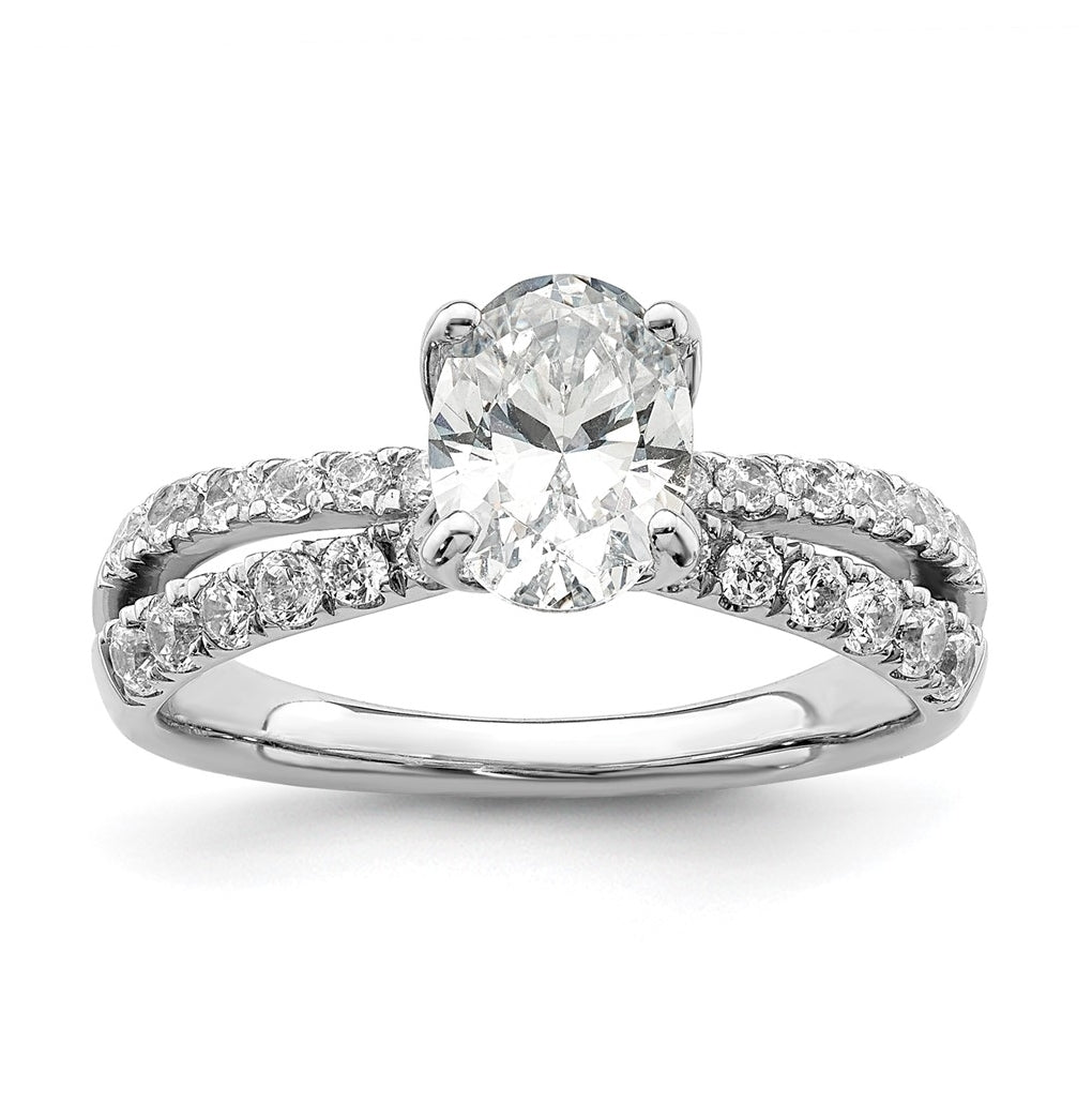 14k White Gold 1 5/8 carat Lab Grown Diamond VS+ F+ Oval Complete Engagement Ring