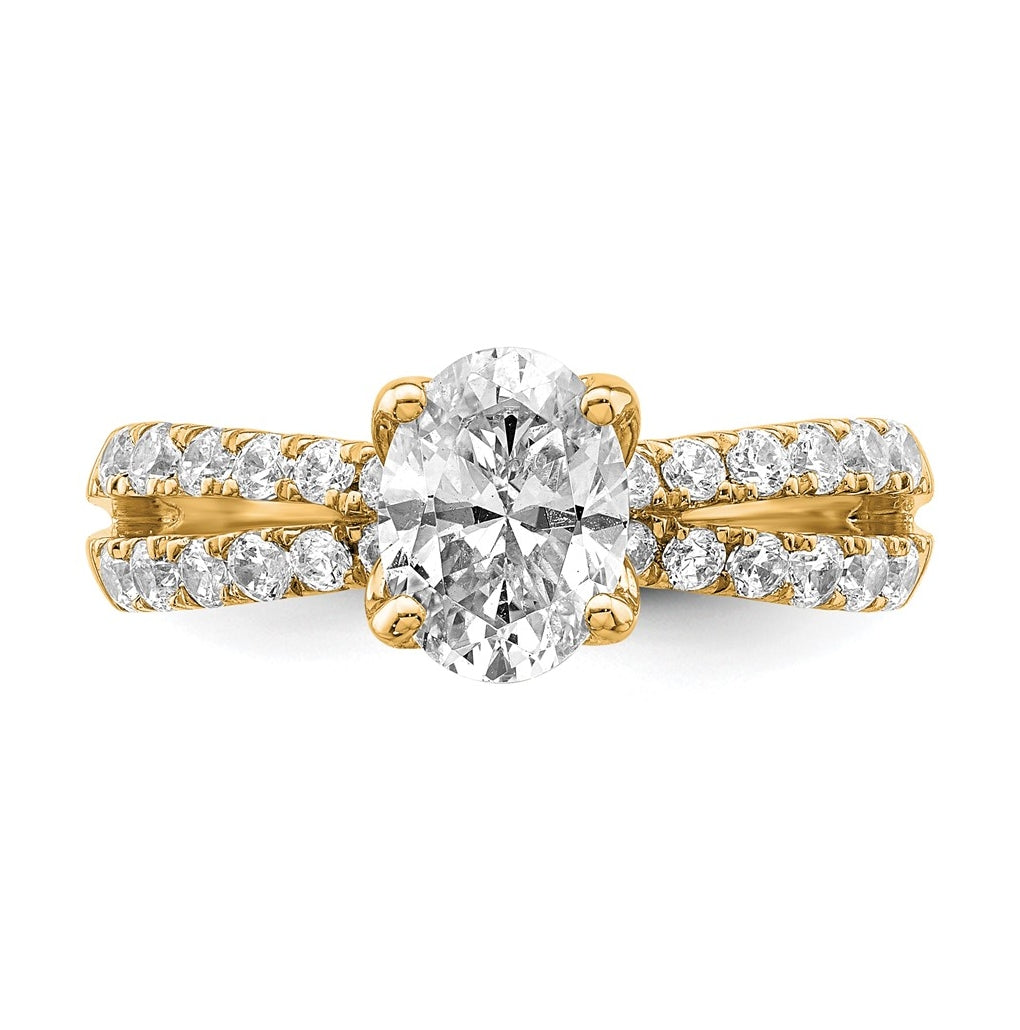14k Yellow Gold 1 5/8 carat Certified Lab Grown Diamond VS+ F+ Oval Complete Engagement Ring