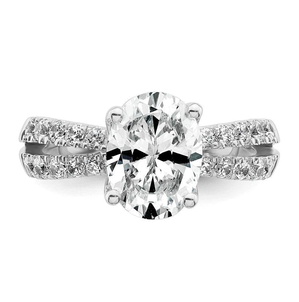 14k White Gold 1 5/8 carat Certified Lab Grown Diamond VS+ F+ Oval Complete Engagement Ring
