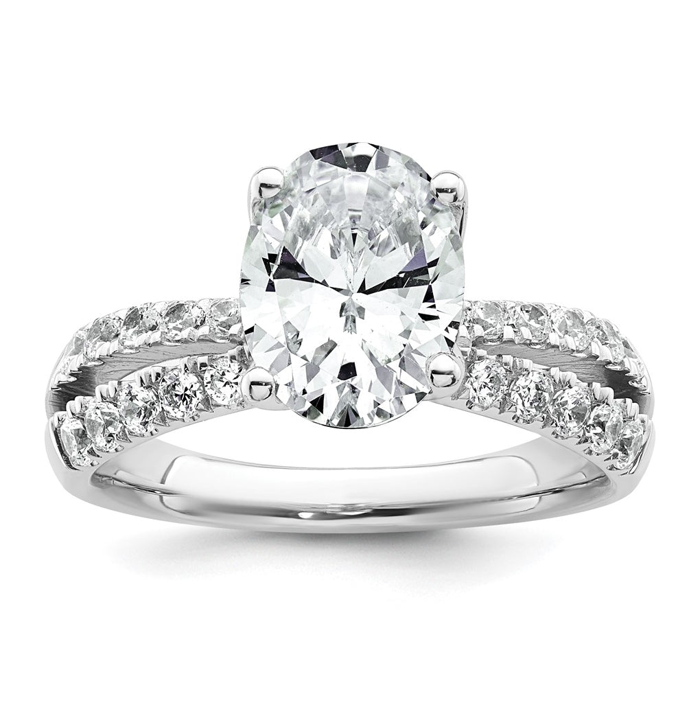 14k White Gold 1 5/8 carat Certified Lab Grown Diamond VS+ F+ Oval Complete Engagement Ring