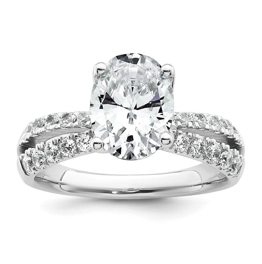 14k White Gold 1 5/8 carat Certified Lab Grown Diamond VS+ F+ Oval Complete Engagement Ring