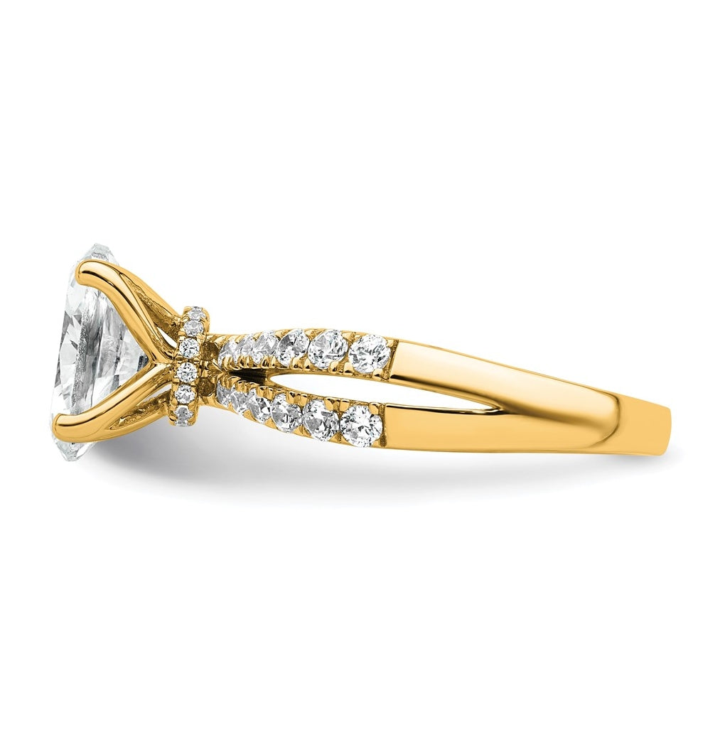 14k Yellow Gold 1 5/8 carat Certified Lab Grown Diamond VS+ F+ Oval Complete Engagement Ring