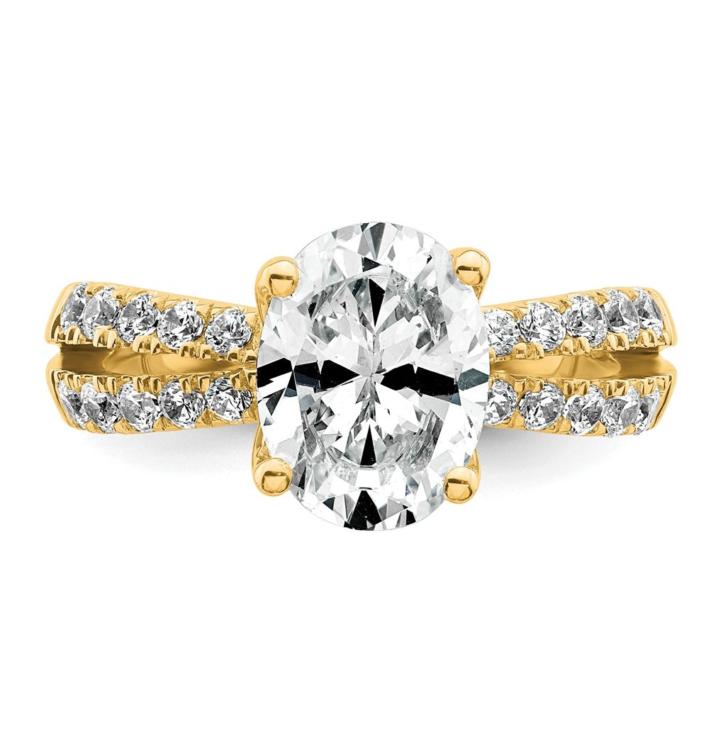 14k Yellow Gold 1 5/8 carat Certified Lab Grown Diamond VS+ F+ Oval Complete Engagement Ring