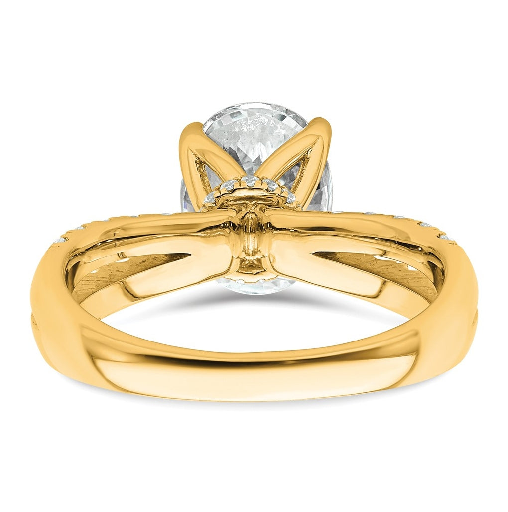 14k Yellow Gold 1 5/8 carat Certified Lab Grown Diamond VS+ F+ Oval Complete Engagement Ring