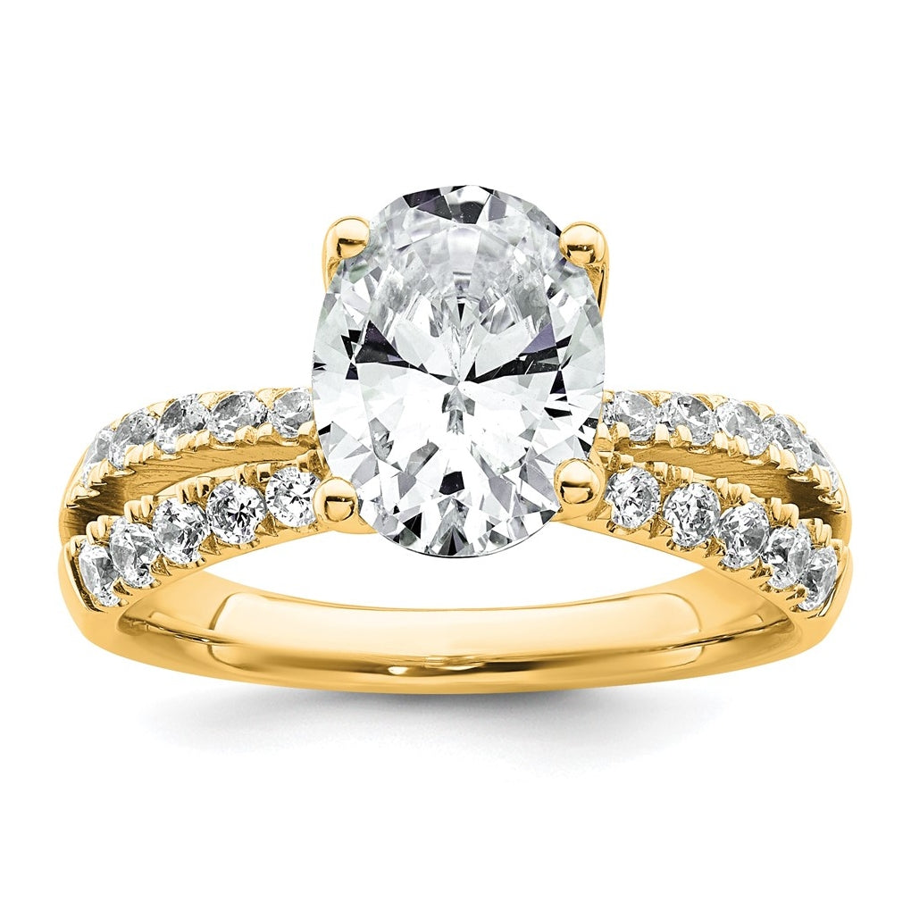 14k Yellow Gold 1 5/8 carat Certified Lab Grown Diamond VS+ F+ Oval Complete Engagement Ring