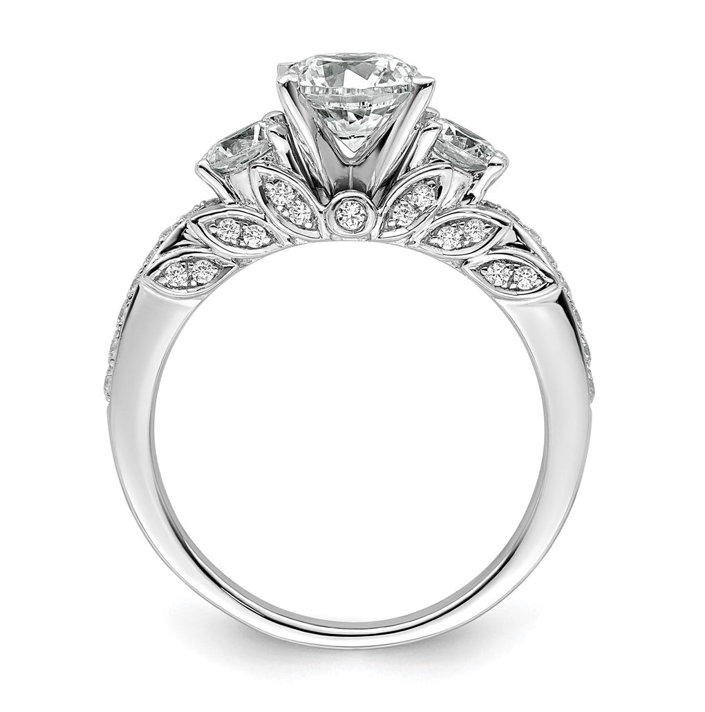 14k White Gold 1 3/4 carat Certified Lab Grown Diamond VS+ F+ Round Complete Three Stone Engagement Ring