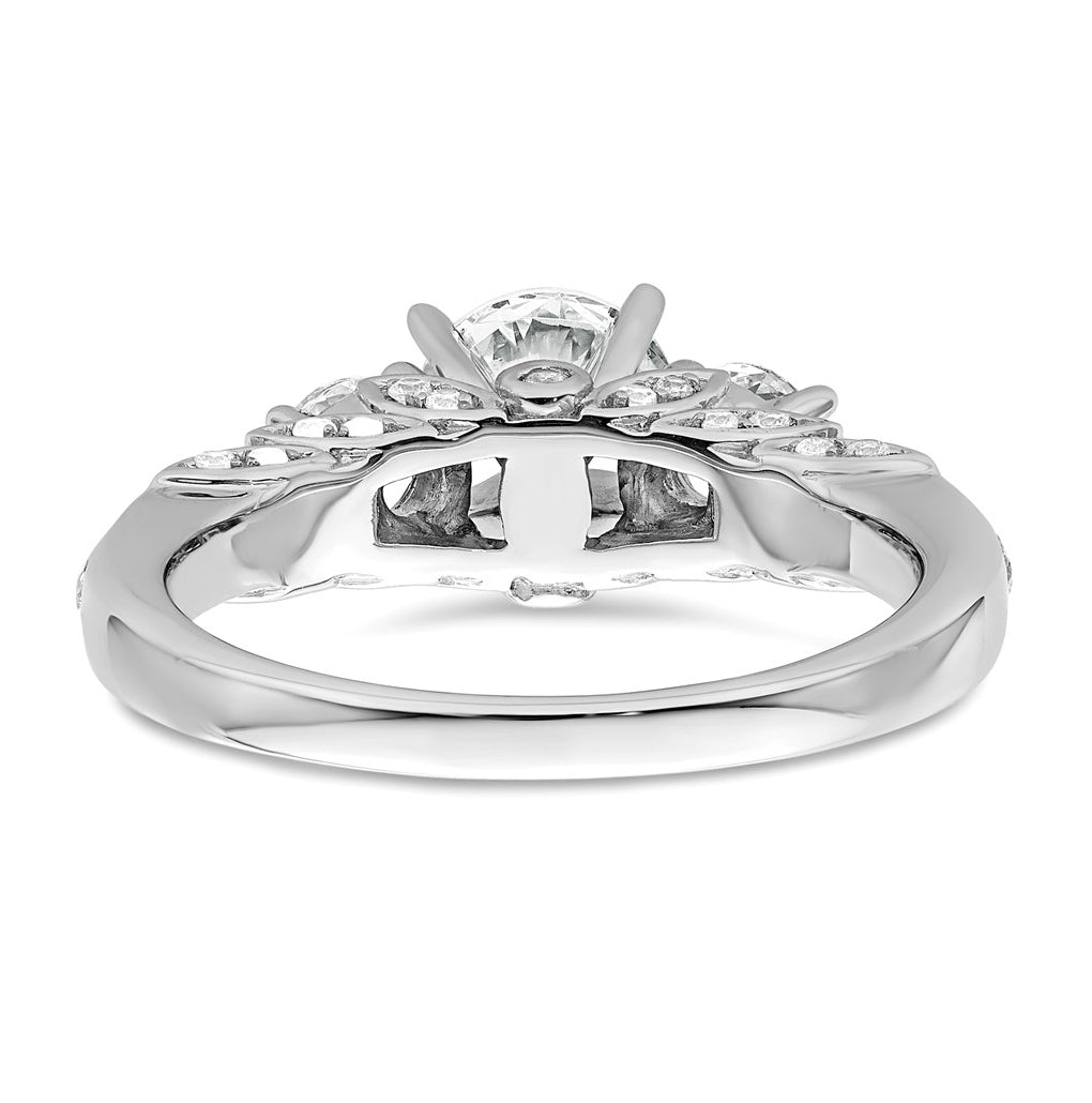 14k White Gold 1 3/4 carat Certified Lab Grown Diamond VS+ F+ Round Complete Three Stone Engagement Ring
