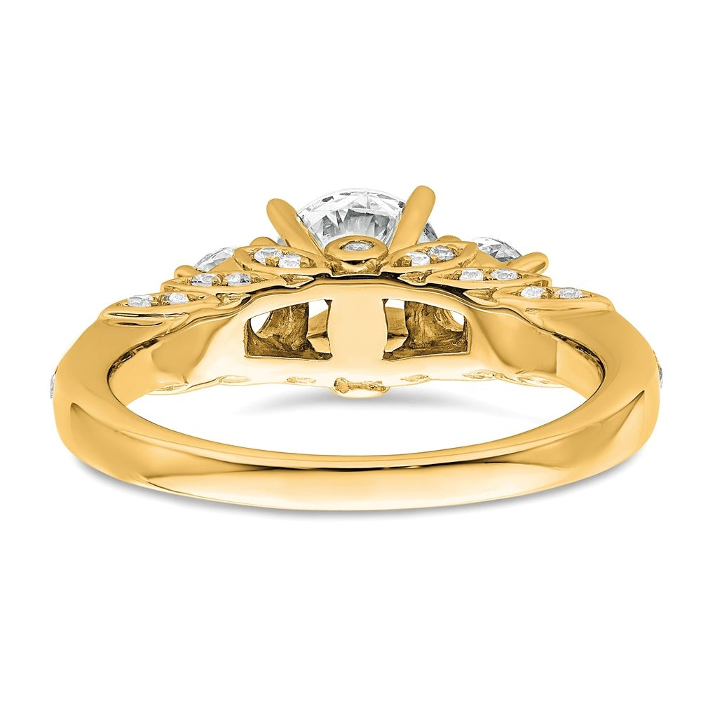 14k Yellow Gold 1 3/4 carat Lab Grown Diamond VS+ F+ Round Complete Three Stone Engagement Ring
