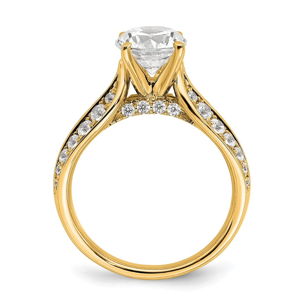 14k Yellow Gold 1 5/8 carat Lab Grown Diamond VS/SI+ G+ Round Complete Engagement Ring