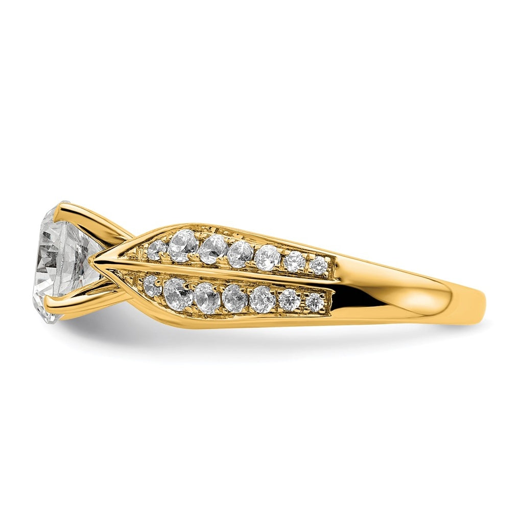 14k Yellow Gold 1 5/8 carat Lab Grown Diamond VS/SI+ G+ Round Complete Engagement Ring