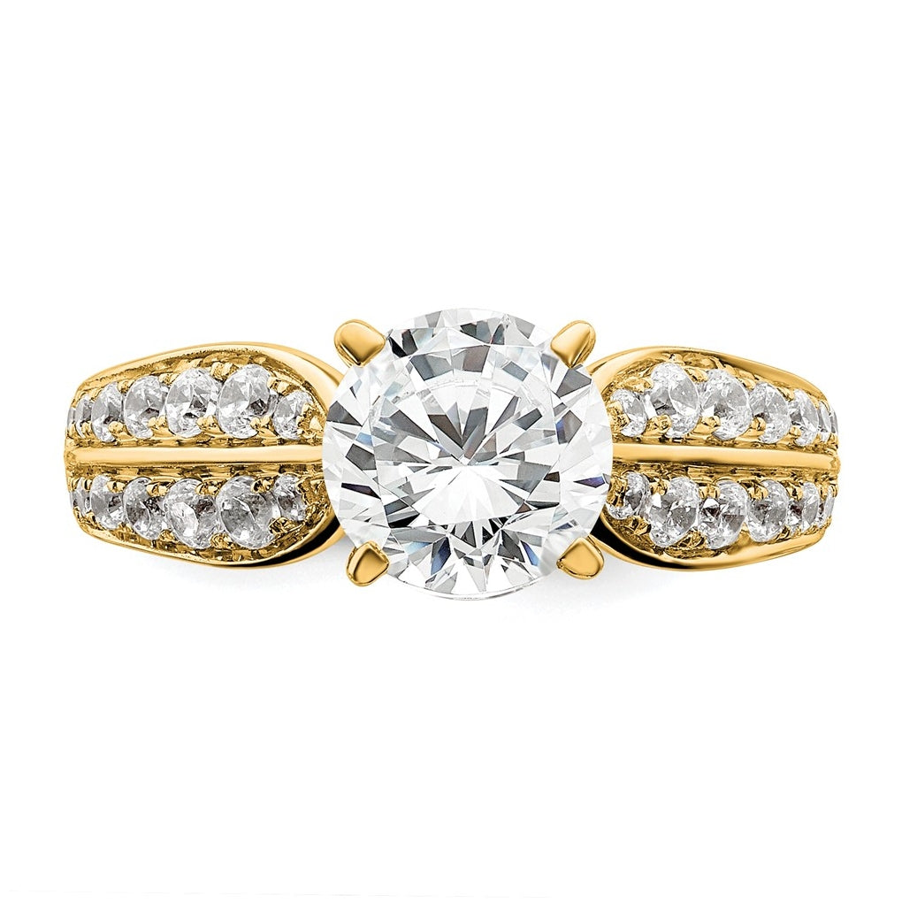 14k Yellow Gold 1 5/8 carat Lab Grown Diamond VS/SI+ G+ Round Complete Engagement Ring