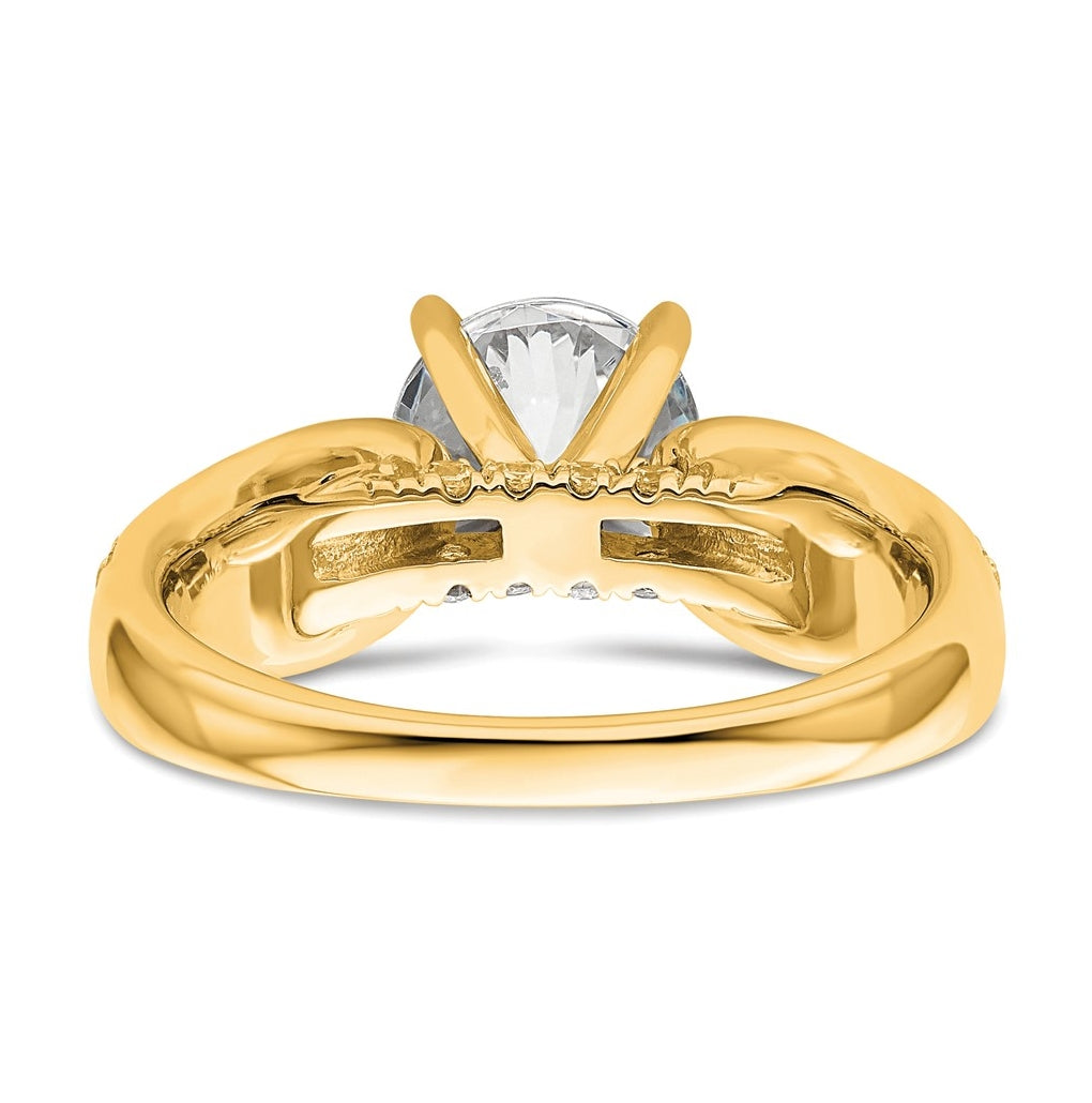 14k Yellow Gold 1 5/8 carat Lab Grown Diamond VS/SI+ G+ Round Complete Engagement Ring