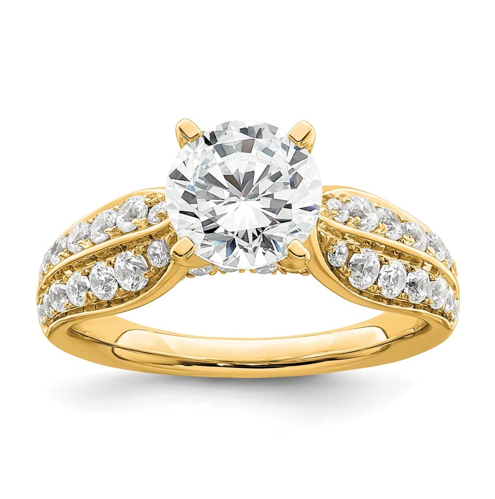 14k Yellow Gold 1 5/8 carat Lab Grown Diamond VS/SI+ G+ Round Complete Engagement Ring