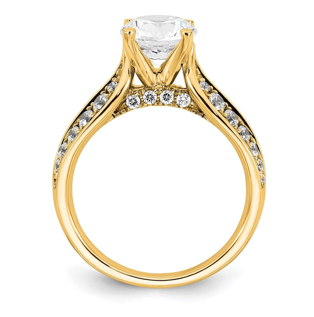 14k Yellow Gold 2 1/8 carat Lab Grown Diamond VS/SI+ G+ Round Complete Engagement Ring
