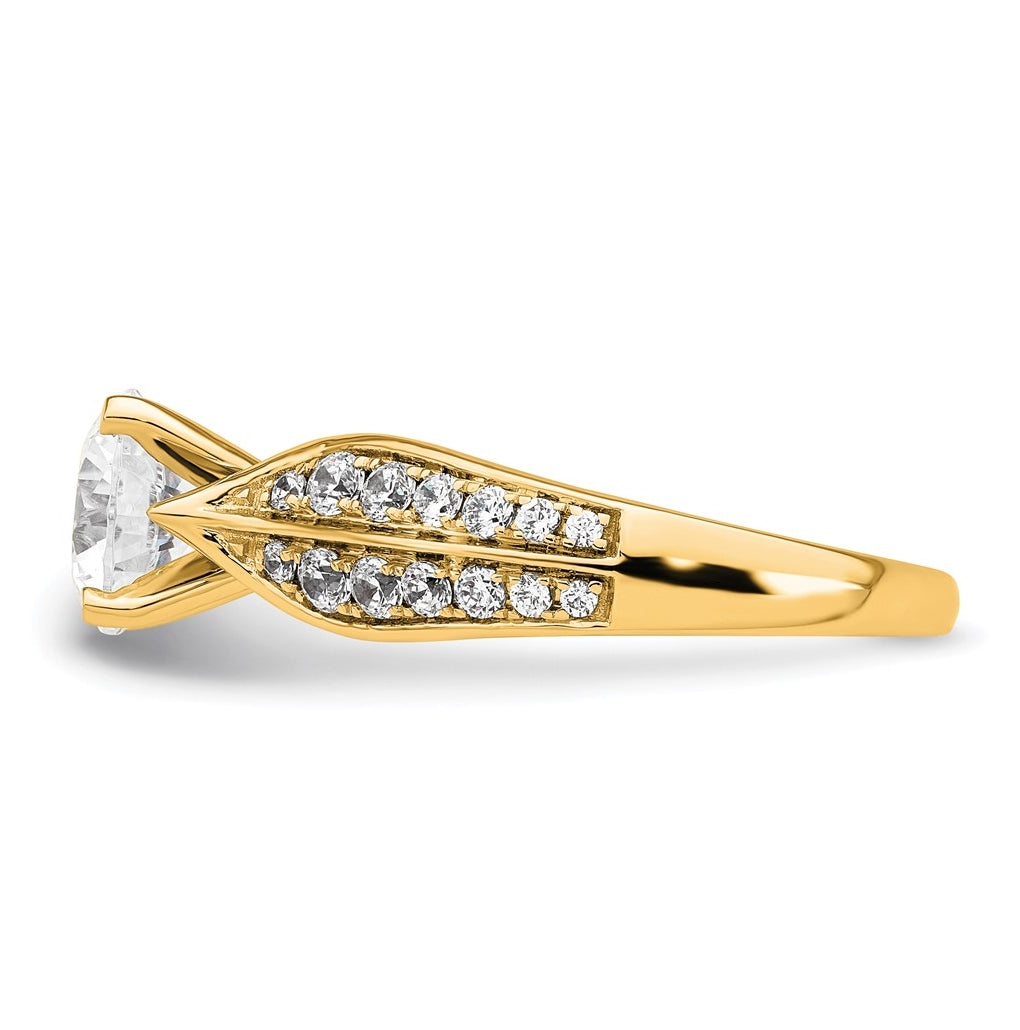 14k Yellow Gold 2 1/8 carat Lab Grown Diamond VS/SI+ G+ Round Complete Engagement Ring