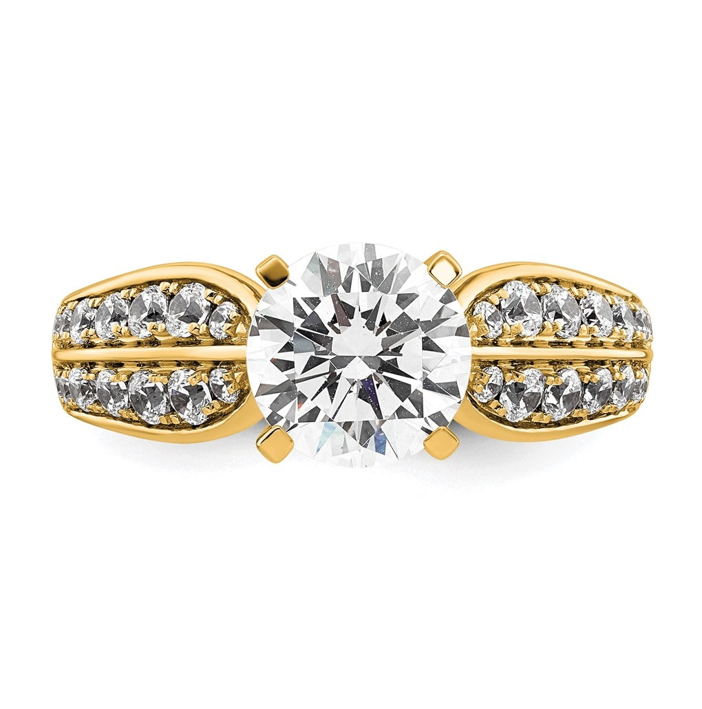 14k Yellow Gold 2 1/8 carat Lab Grown Diamond VS/SI+ G+ Round Complete Engagement Ring