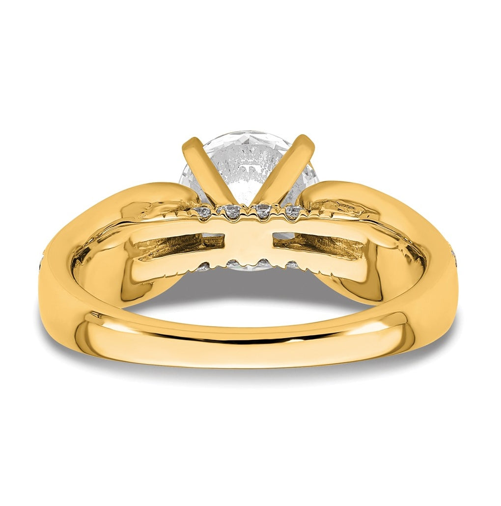 14k Yellow Gold 2 1/8 carat Lab Grown Diamond VS/SI+ G+ Round Complete Engagement Ring