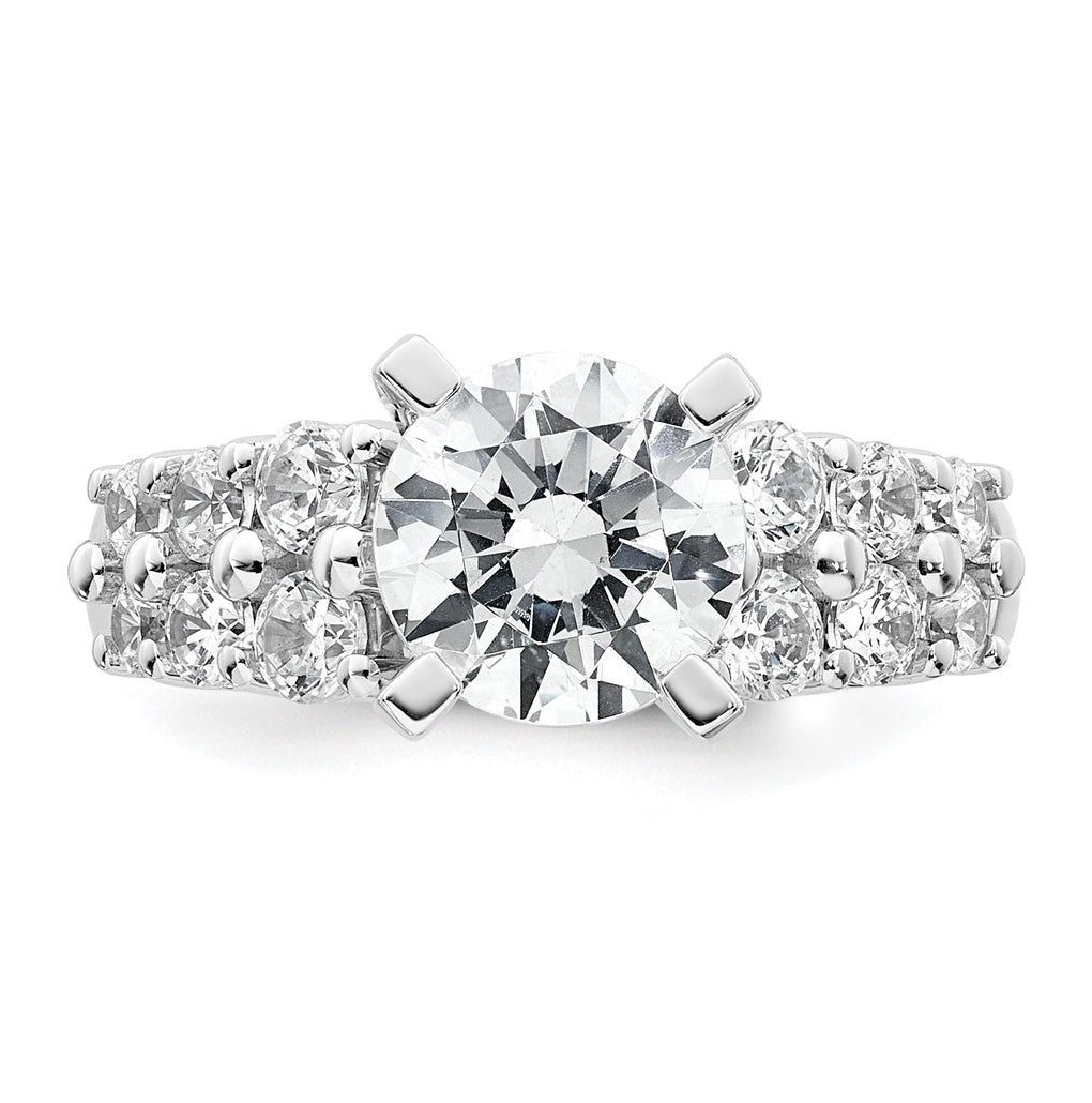 14k White Gold 2 7/8 carat Certified Lab Grown Diamond VS+ F+ Round Complete Engagement Ring