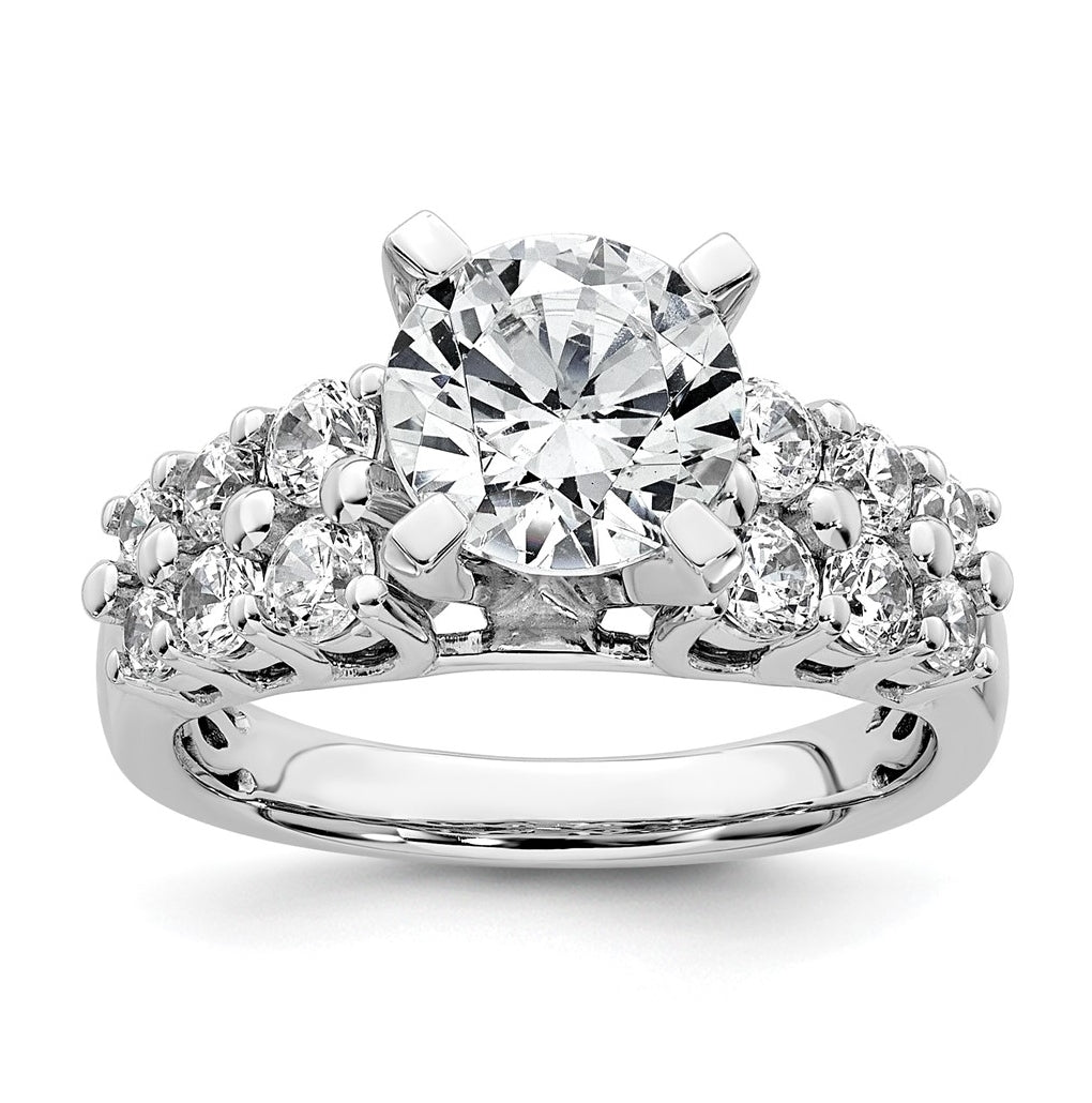 14k White Gold 2 7/8 carat Certified Lab Grown Diamond VS+ F+ Round Complete Engagement Ring