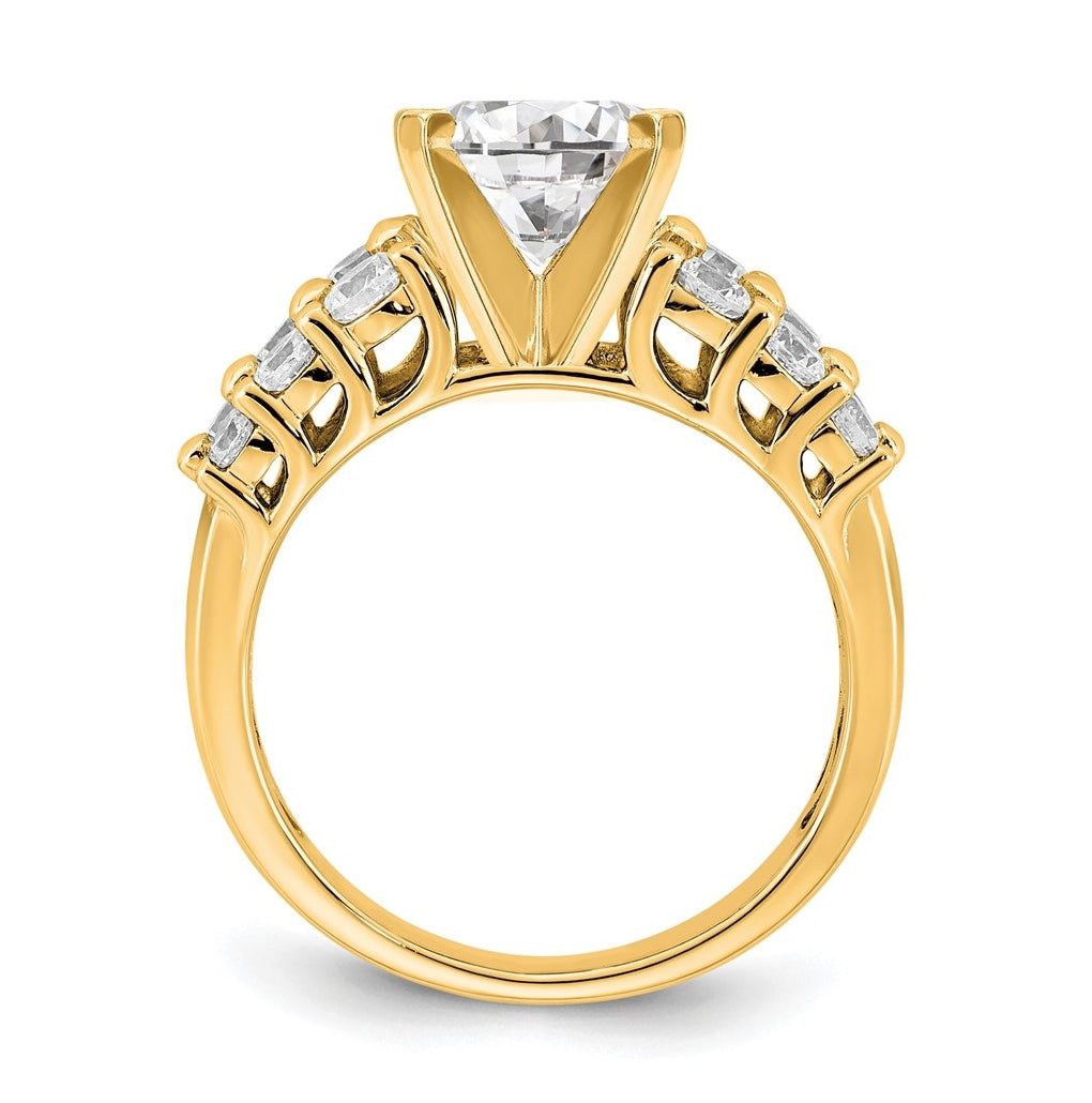 14k Yellow Gold 2 7/8 carat Certified Lab Grown Diamond VS+ F+ Round Complete Engagement Ring