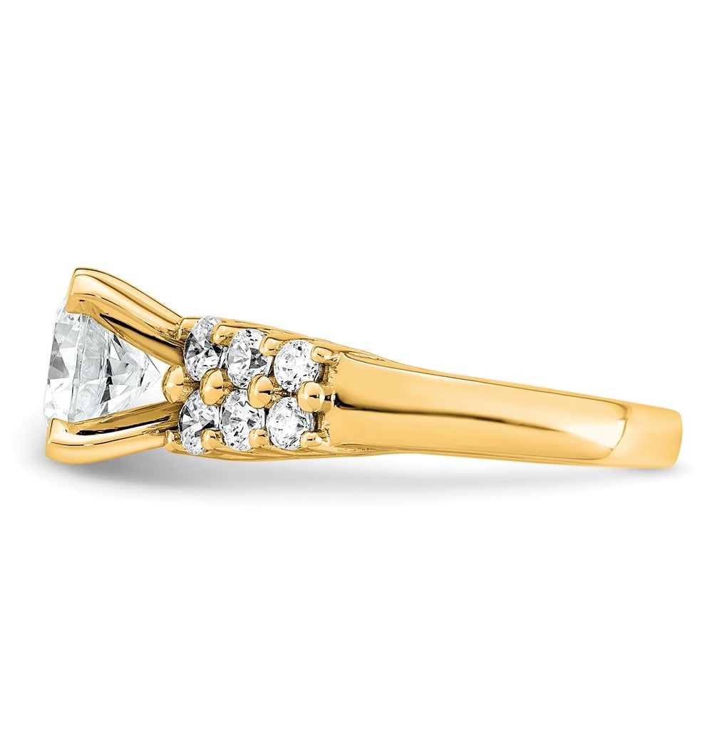 14k Yellow Gold 2 7/8 carat Certified Lab Grown Diamond VS+ F+ Round Complete Engagement Ring