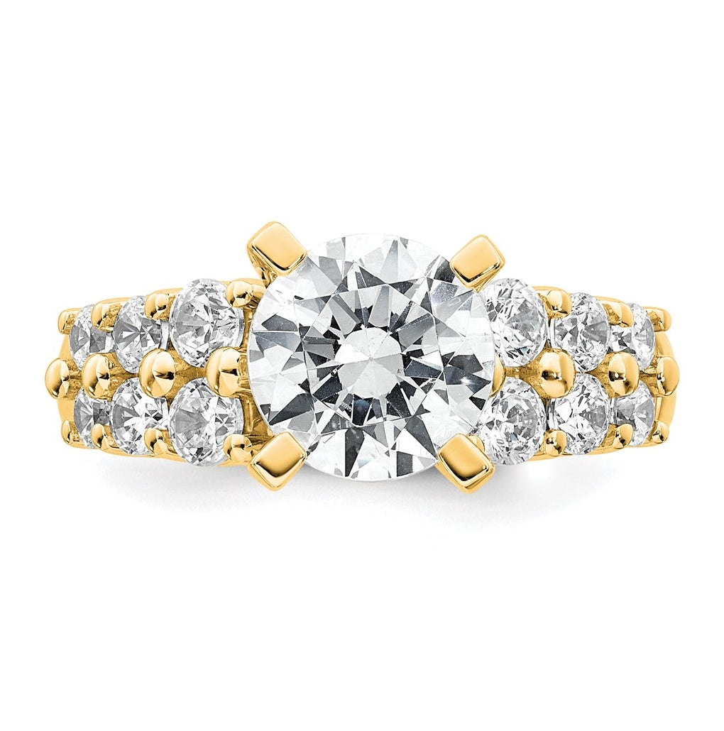 14k Yellow Gold 2 7/8 carat Certified Lab Grown Diamond VS+ F+ Round Complete Engagement Ring