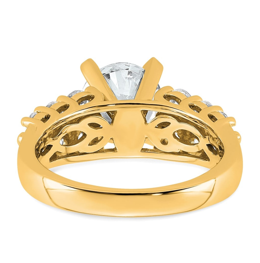 14k Yellow Gold 2 7/8 carat Certified Lab Grown Diamond VS+ F+ Round Complete Engagement Ring