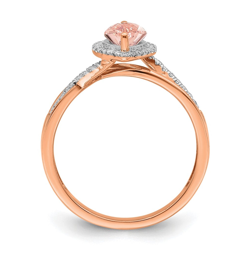 14k Rose Gold Complete Diamond/Morganite Marquise Engagement Ring