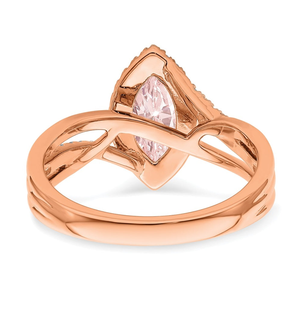 14k Rose Gold Complete Diamond/Morganite Marquise Engagement Ring