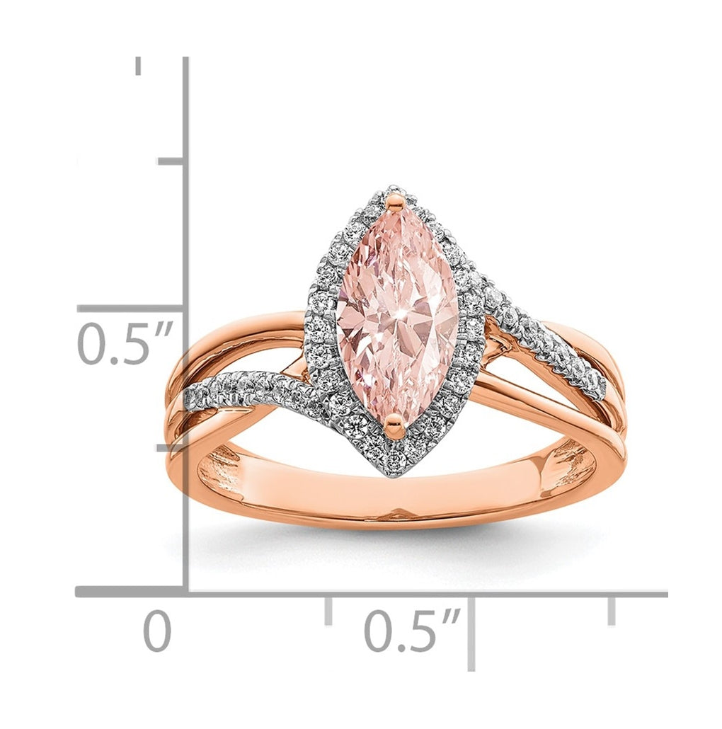 14k Rose Gold Complete Diamond/Morganite Marquise Engagement Ring