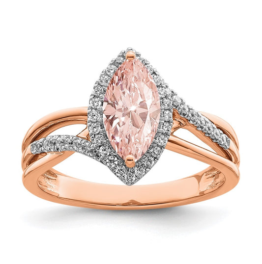 14k Rose Gold Complete Diamond/Morganite Marquise Engagement Ring
