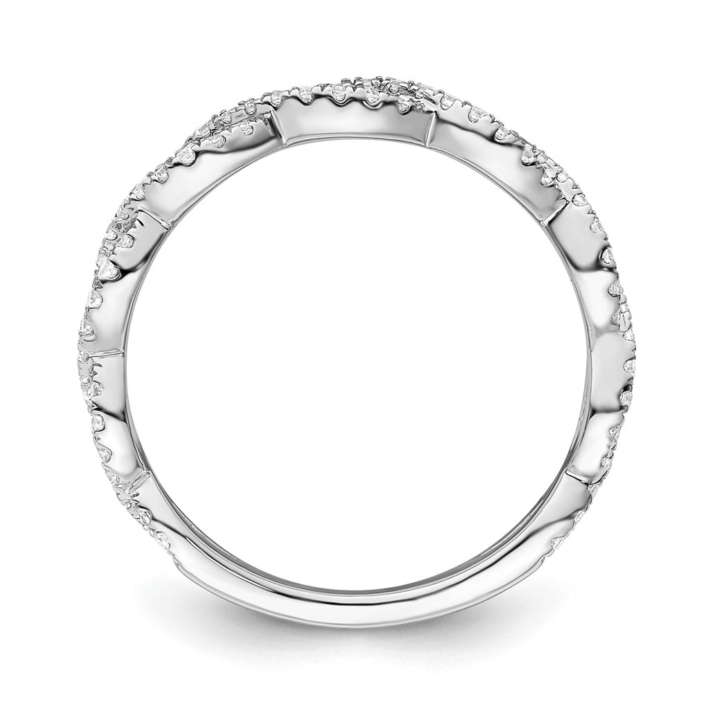 14k White Gold Complete Diamond Twisted Wedding Band