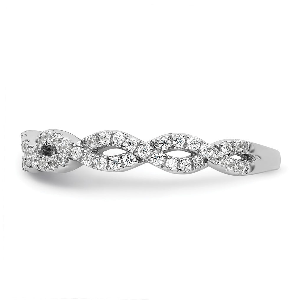 14k White Gold Complete Diamond Twisted Wedding Band