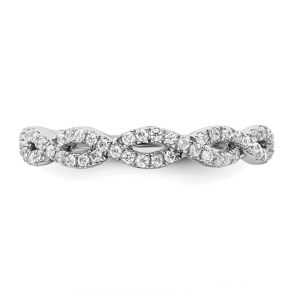 14k White Gold Complete Diamond Twisted Wedding Band