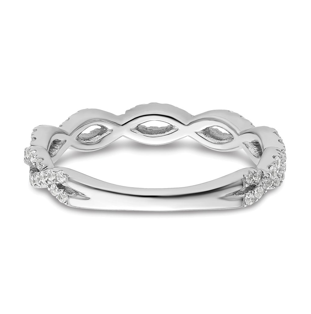 14k White Gold Complete Diamond Twisted Wedding Band