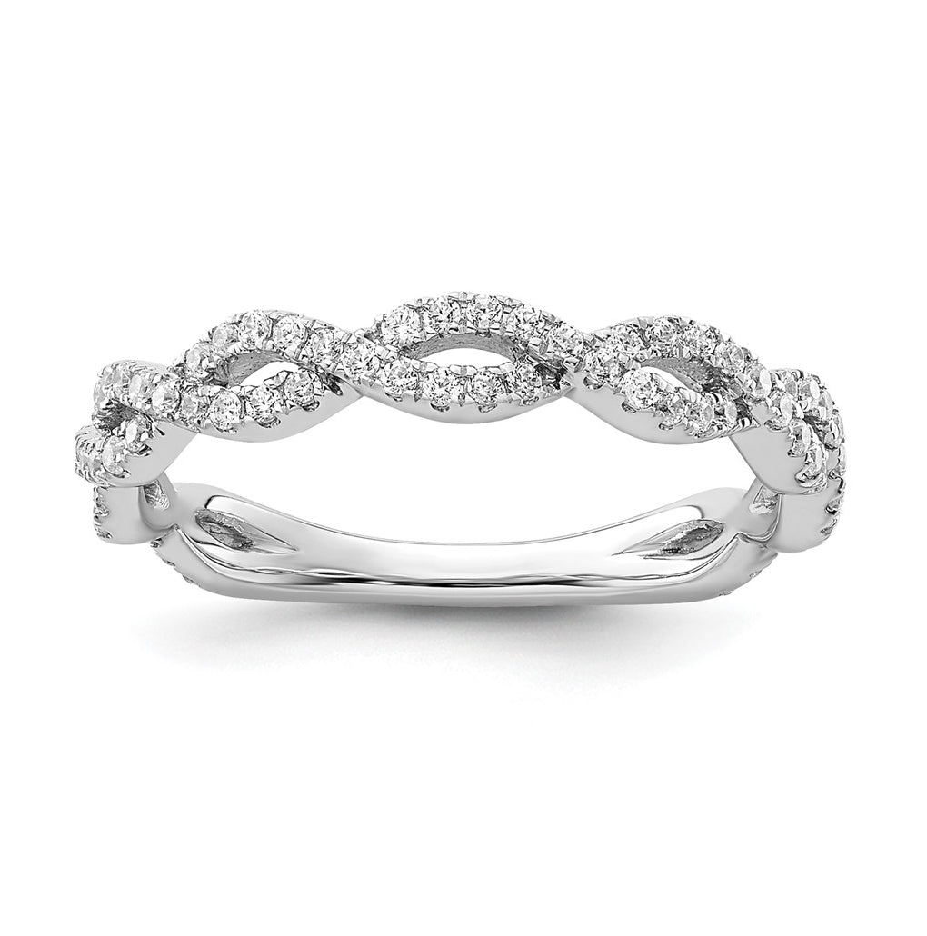14k White Gold Complete Diamond Twisted Wedding Band