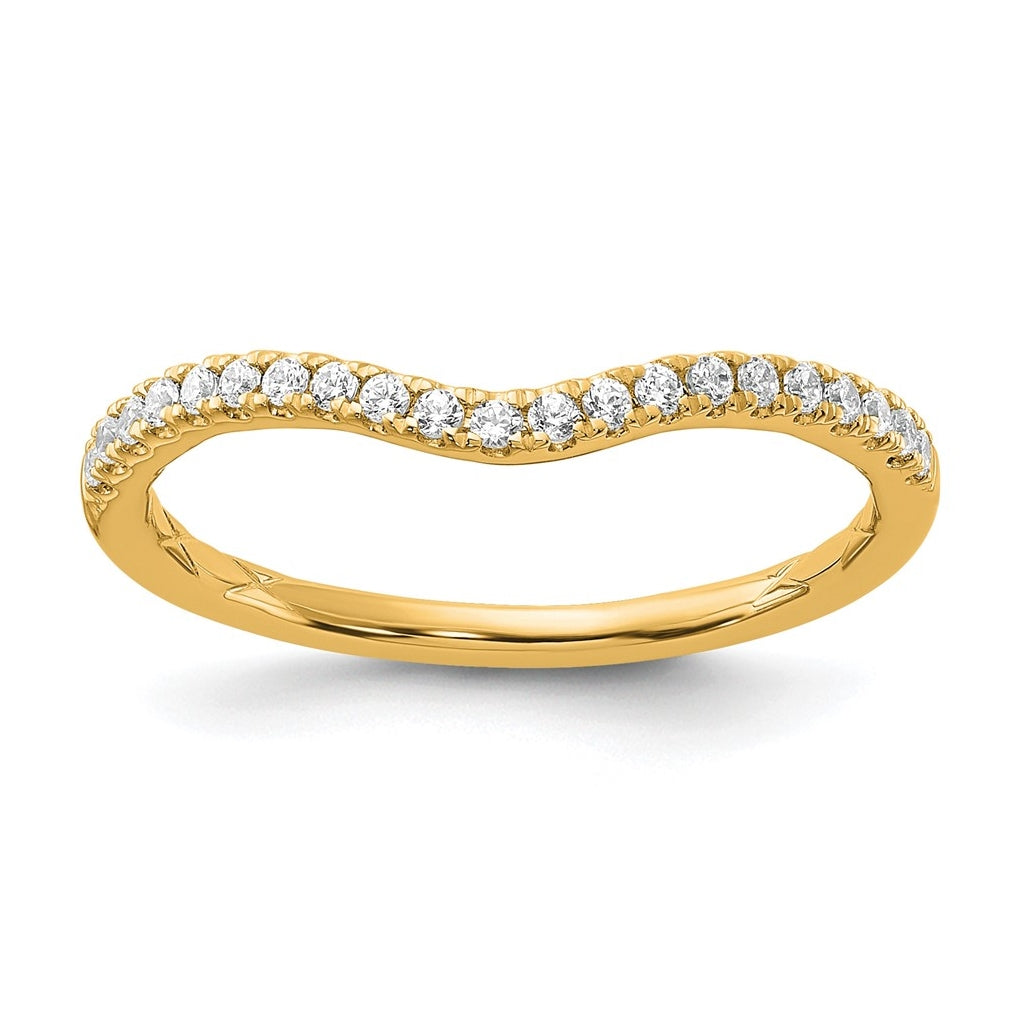 14k Yellow Gold 1/6 carat Lab Grown Diamond VS/SI+ G+ Complete Contoured Wedding Band