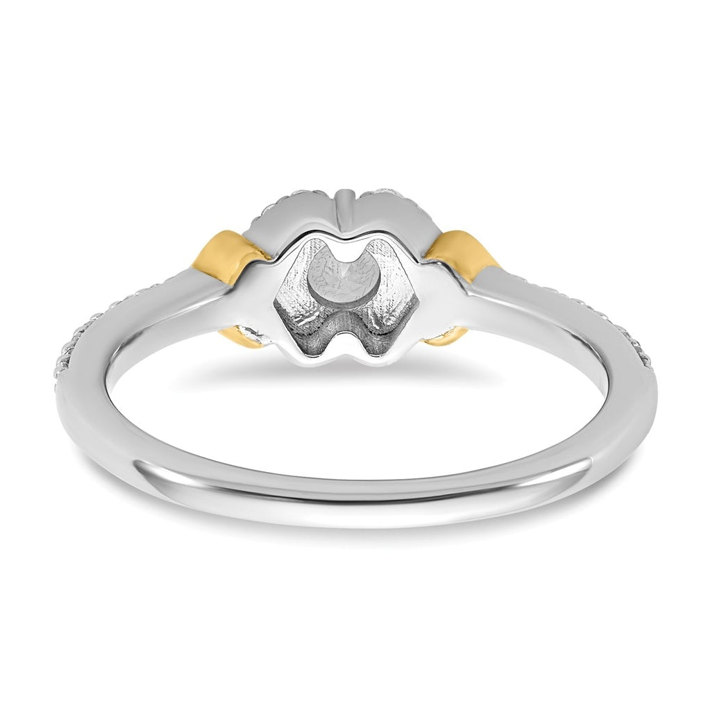 14k Two-tone Complete Diamond Round Center Engagement Ring