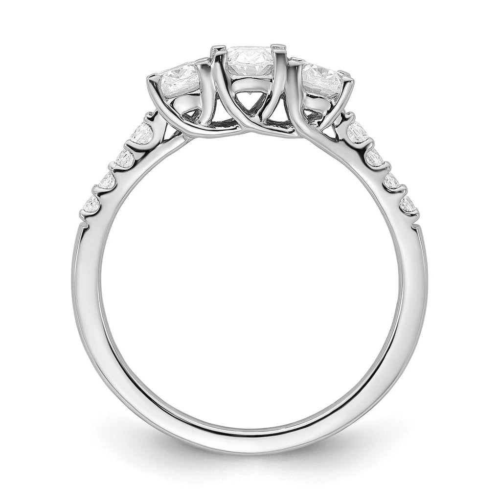 14k White Gold 1 1/8 carat Lab Grown Diamond VS+ F+ Oval Complete Three Stone Engagement Ring