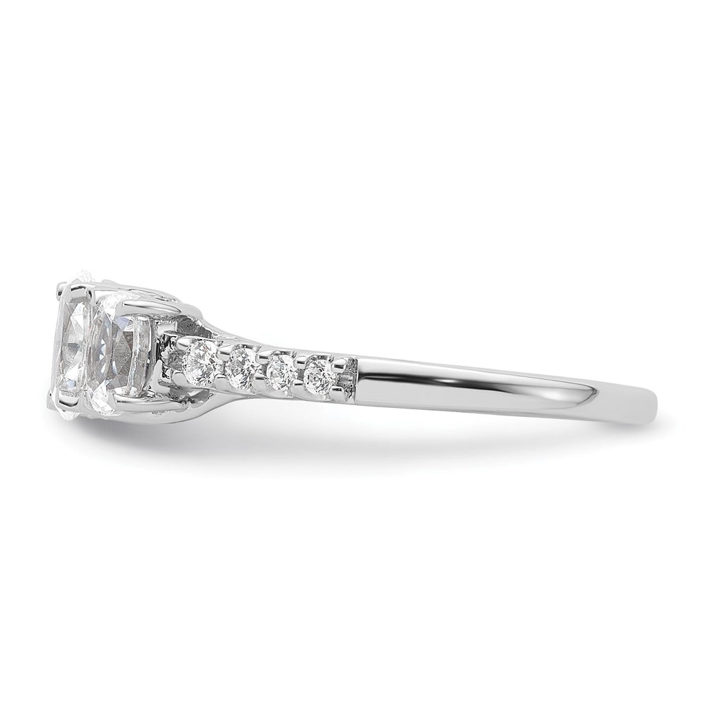 14k White Gold 1 1/8 carat Lab Grown Diamond VS+ F+ Oval Complete Three Stone Engagement Ring