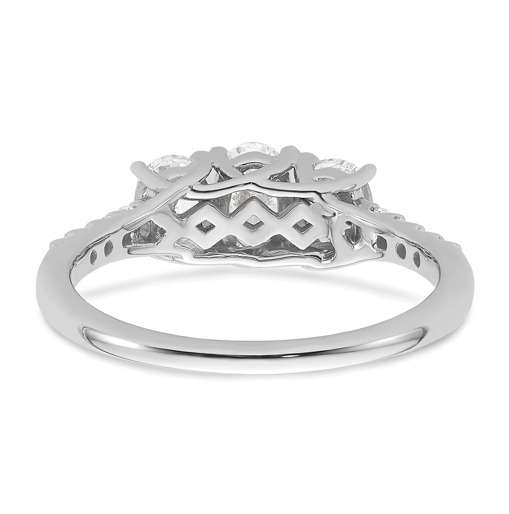 14k White Gold 1 1/8 carat Lab Grown Diamond VS+ F+ Oval Complete Three Stone Engagement Ring